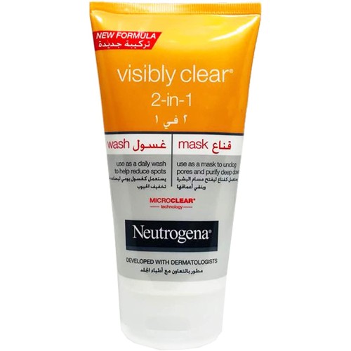 نيوتروجينا فيسيبيلي كلير 2 في 1 غسول ماسك 150 مل نيوتروجينا فيسيبيلي كلير 2 في 1 غسول ماسك 150 مل
