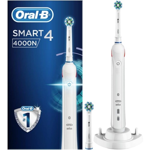 أورال بي فرشاة أسنان سمارت الكهربائية 4 4000 إن القابلة لإعادة الشحن مع إمكانية الاتصال بالبلوتوث أورال بي فرشاة أسنان سمارت الكهربائية 4 4000 إن القابلة لإعادة الشحن مع إمكانية الاتصال بالبلوتوث