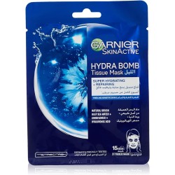 قناع المناديل الليلي من غارنييه بماء البحر العميق وزهرة الذرة وحمض الهيالورونيك للبشرة المتعبة والحساسة ، 28 جم